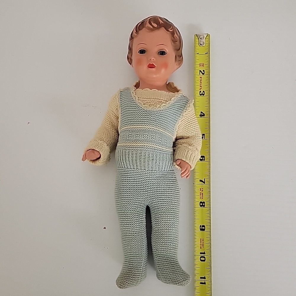 Antique Older Doll Plastic Hard Plastic11" Knitted Outfit Unmarked